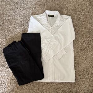 Boys White Dress Shirt with Black Pants - Set